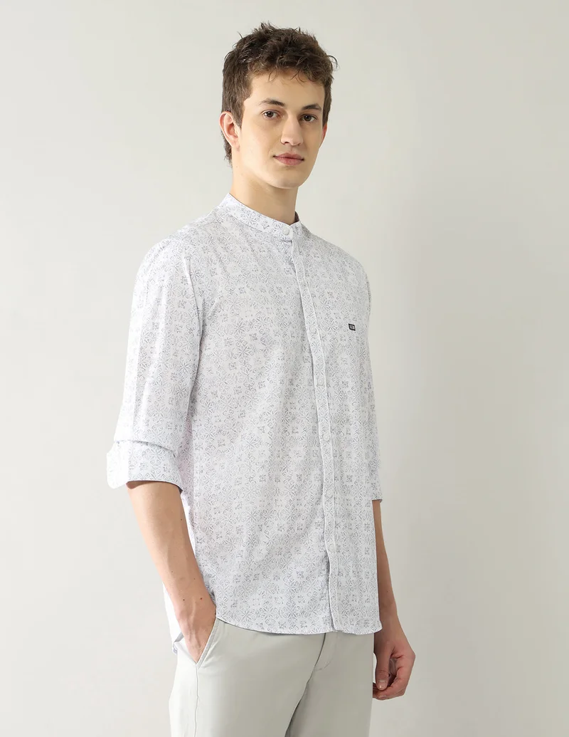 Arrow Light Grey Slim Fit All Over Printed Shirt for Men | Best Price UAE