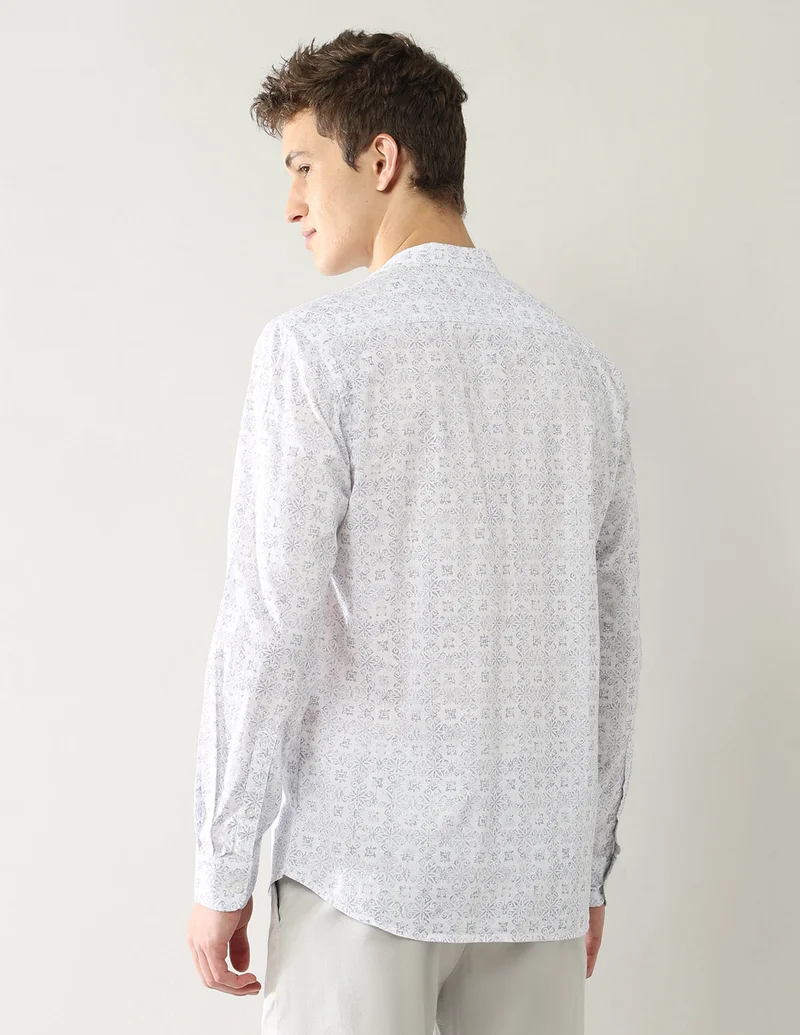 Arrow Light Grey Slim Fit All Over Printed Shirt for Men | Best Price UAE