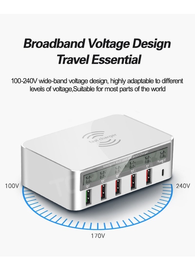 Beauenty - USB fast charger multi port 100w 6 Port USB fast charging station, fuhaoxan fast charging 3.0 QC 3.0 and PD speed charger, maximum wireless charging 10W, suitable for iPhone XS - Image 1