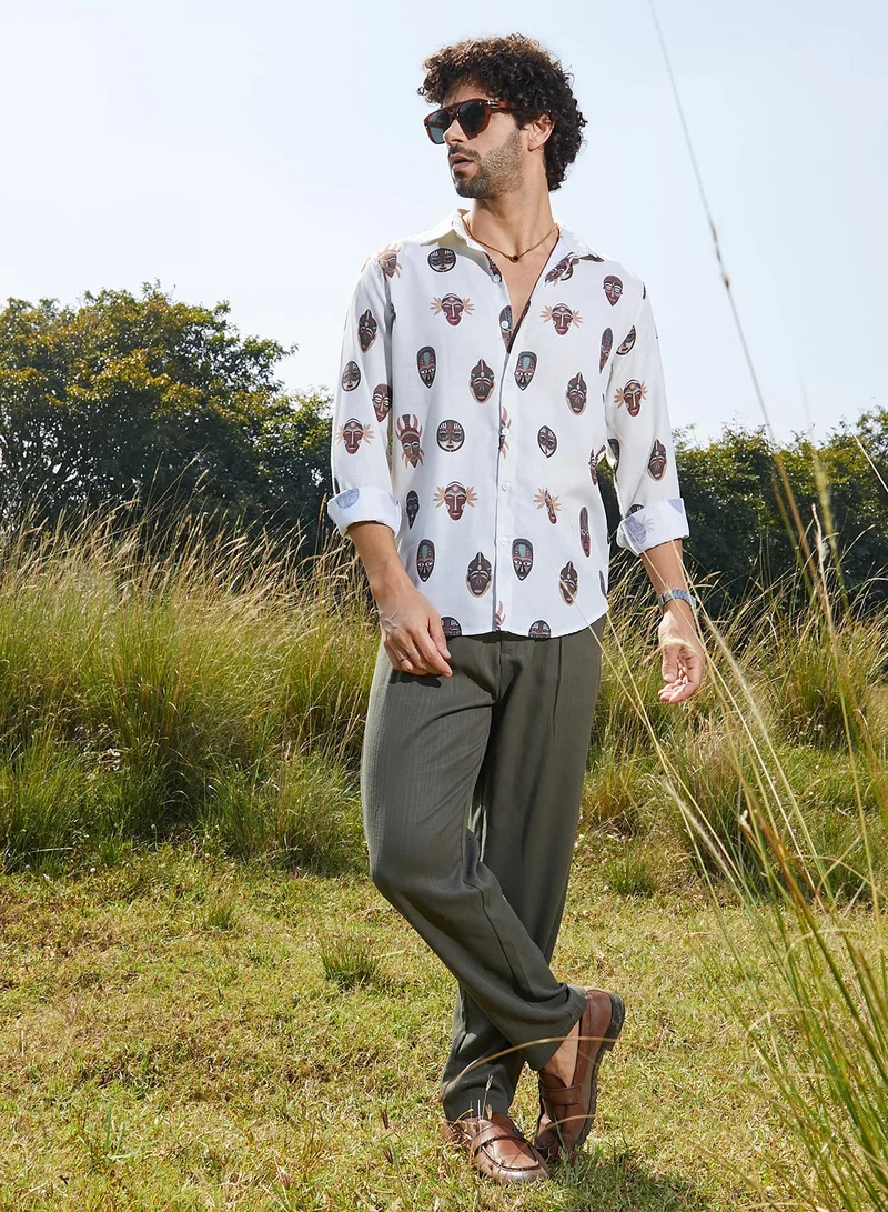 CAHOOT  Men's Daisy White Masked-Maya Shirt for Men | Best Price UAE