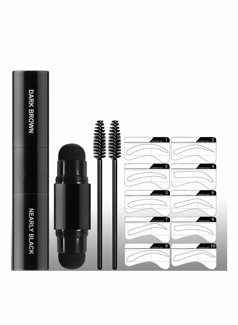SYOSI Eyebrow Stamp Stencil Kit Dual-Color, Perfect Instant Brows Every Time, Adjustable for all Eyebrow Shapes, Waterproof and Sweatproof, Reusable & Super Easy To Use (DARK BROWN + NEARLY BLACK) - Image 1