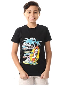 Andora Basic Round Neck Short Sleeves T-Shirt For Boys_Black  - Image 2