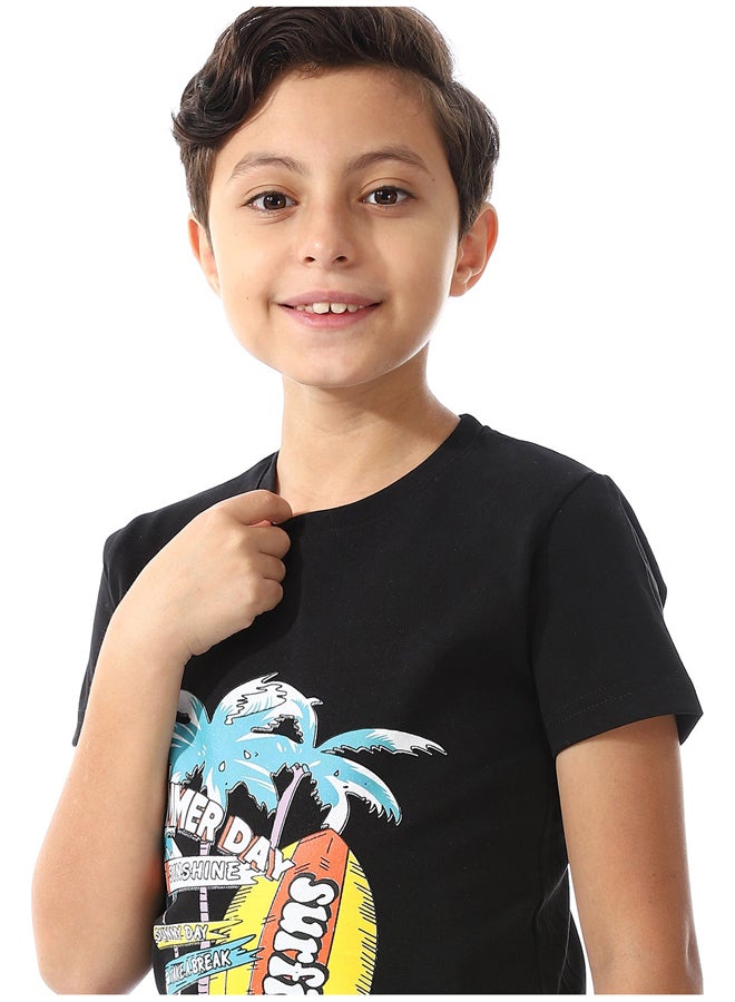 Andora تي شيرت أساسي برقبة دائرية وأكمام قصيرة للأولاد_أسود - Image 3