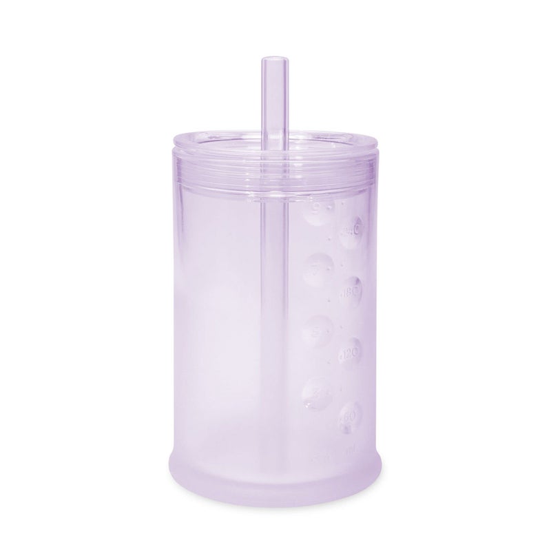 Olababy Clear View Silicone Training Cup with Straw Lid | Toddler Sippy Trainer 12mo+ | Unbreakable Water Drinking Cups for Kids 2yr+ | Baby Led Weaning & Feeding Supplies (Lilac, 9 oz) - Image 1