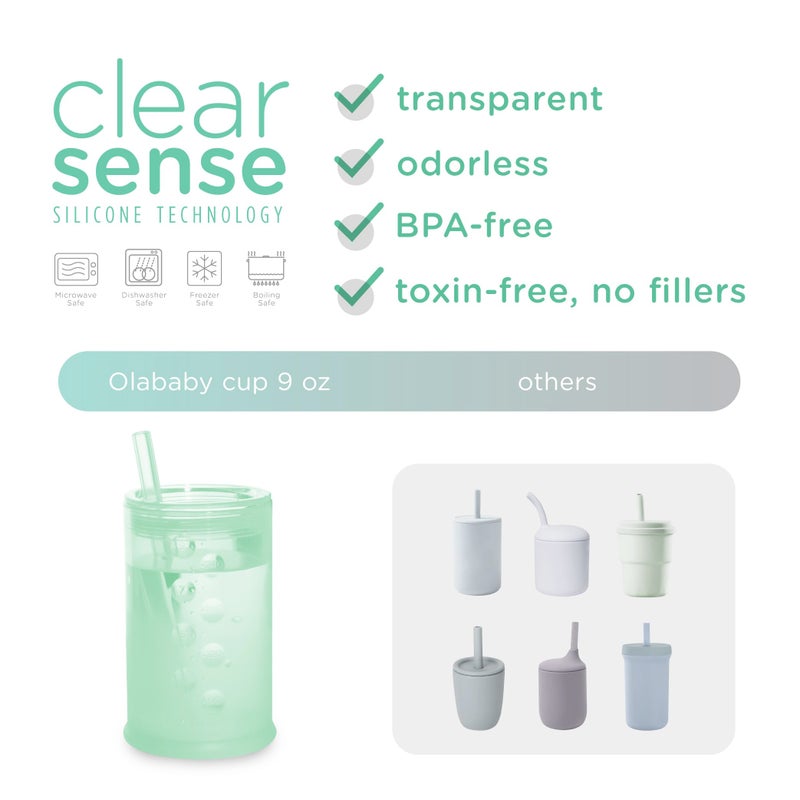 Olababy Clear View Silicone Training Cup with Straw Lid | Toddler Sippy Trainer 12mo+ | Unbreakable Water Drinking Cups for Kids 2yr+ | Baby Led Weaning & Feeding Supplies (Lilac, 9 oz) - Image 3