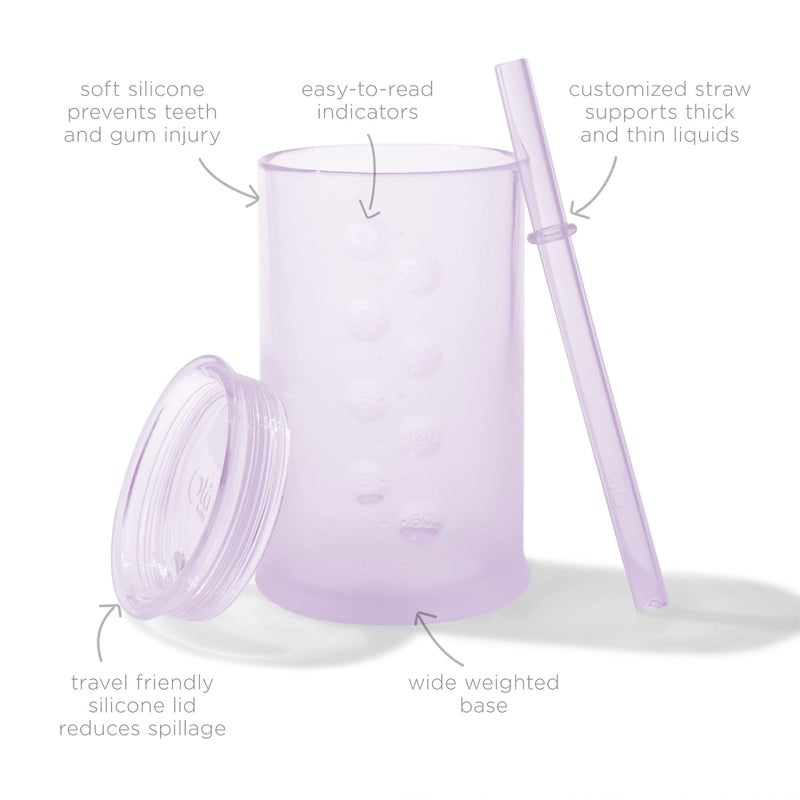 Olababy Clear View Silicone Training Cup with Straw Lid | Toddler Sippy Trainer 12mo+ | Unbreakable Water Drinking Cups for Kids 2yr+ | Baby Led Weaning & Feeding Supplies (Lilac, 9 oz) - Image 2
