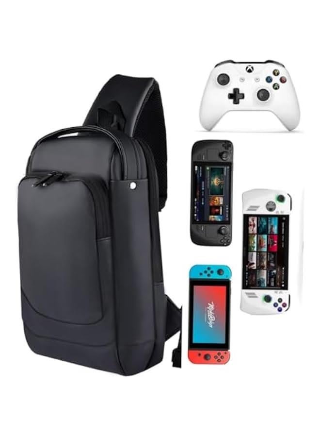HOOKOR Trave Bag for Steam Deck Nintendo Switch OLED/Playstation Portal/Legion Go/Lite/ASUS ROG Ally, Double-layer Carrying Case Leather Backpack for Game Console  - Image 1