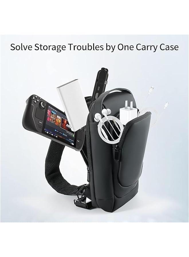 HOOKOR Trave Bag for Steam Deck Nintendo Switch OLED/Playstation Portal/Legion Go/Lite/ASUS ROG Ally, Double-layer Carrying Case Leather Backpack for Game Console  - Image 4