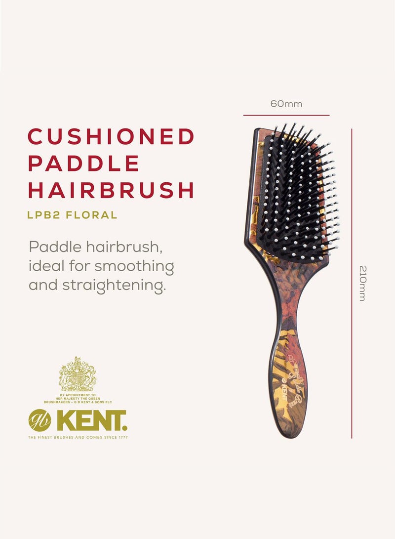 KENT LPB2 Small Floral Cushioned Paddle Hair Brush - Detangling and Smoothing Brush for All Hair Types - Image 2