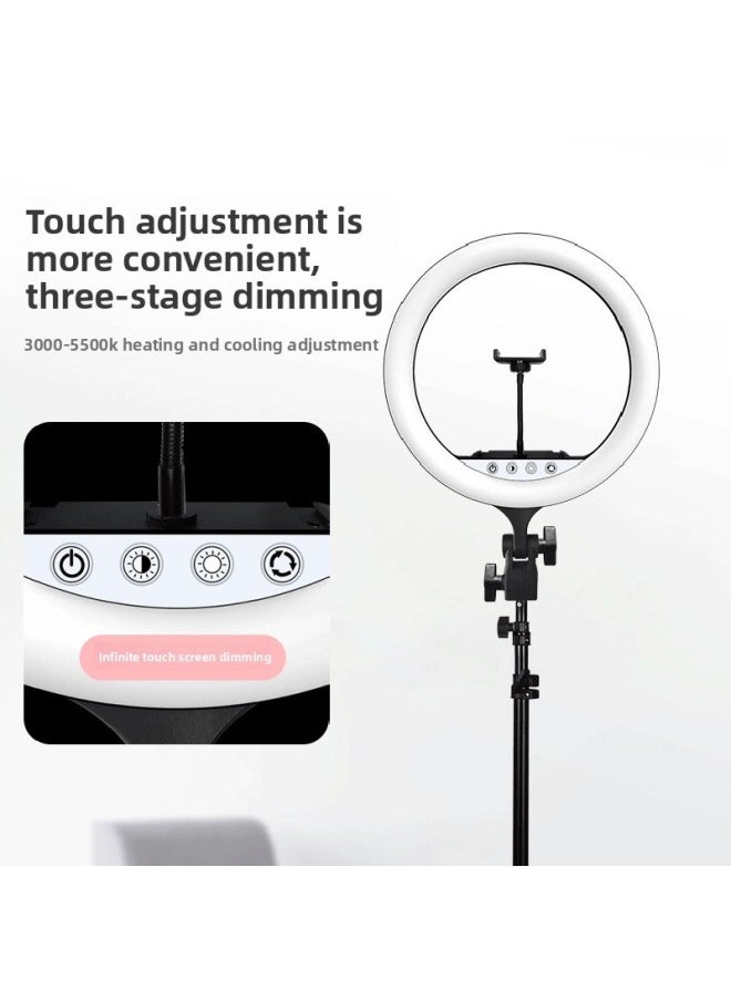 ماركة غير محددة - 18 بوصة صافي ضوء أحمر حي ملء الضوء الثرثرة مرساة قوس LED حلقة ضوء التصوير الجمال ضوء اللون: مجموعة + 18 بوصة مصباح - Image 1