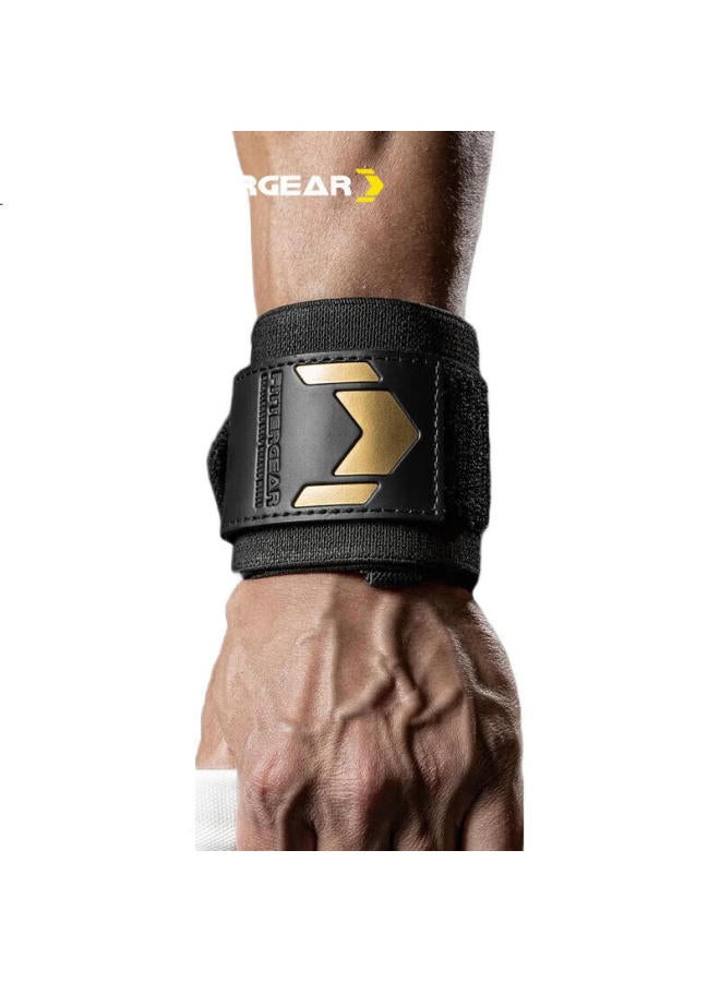 FITTERGEAR Fitness Wrist Support For Men, Bench Press Wrist Guard, Weightlifting Strength Training Anti-Sprain Sports Bandage, Black And Gold, One Pair - Image 3