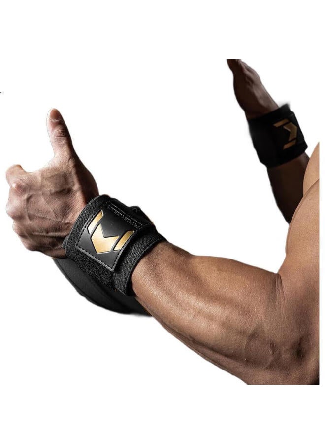 FITTERGEAR Fitness Wrist Support For Men, Bench Press Wrist Guard, Weightlifting Strength Training Anti-Sprain Sports Bandage, Black And Gold, One Pair - Image 1