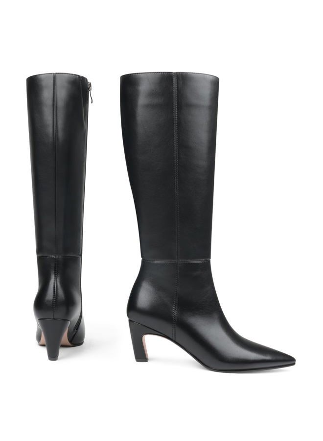 COLETER Women's Knee High Boots Pointed Toe Kitten Low Heel Tall Boots Comfortable Fall Winter Long Boots, Black, 6 - Image 4