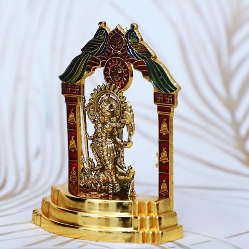 CHHARIYA CRAFTS Kali Maa Murti Durga Devi Maa Idol for Home and Office Decorative Showpiece - 10 cm (Metal, Gold) - Image 3