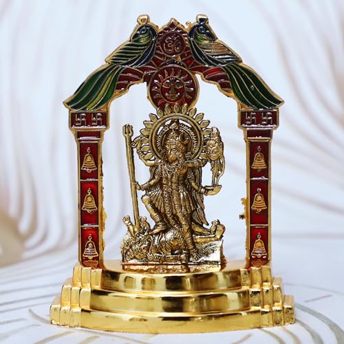 CHHARIYA CRAFTS Kali Maa Murti Durga Devi Maa Idol for Home and Office Decorative Showpiece - 10 cm (Metal, Gold) - Image 1