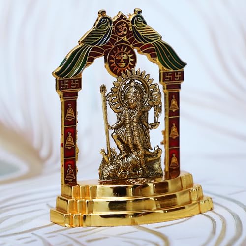 CHHARIYA CRAFTS Kali Maa Murti Durga Devi Maa Idol for Home and Office Decorative Showpiece - 10 cm (Metal, Gold) - Image 2