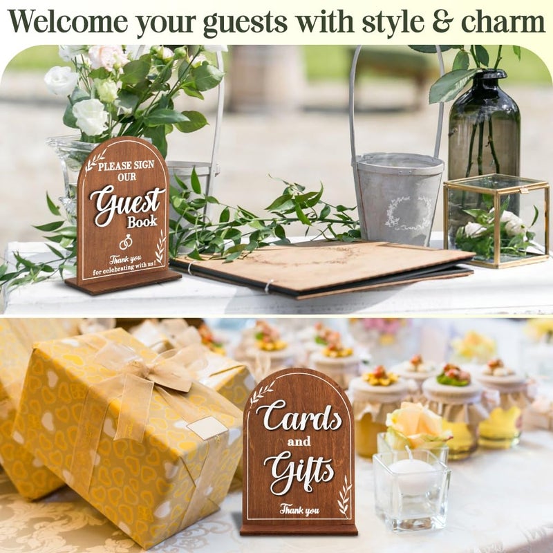 Stofinity Wooden Wedding Signs For Ceremony And Reception - Cards And Gifts Sign, Please Sign Our Guestbook Signs, Rustic Wedding Guest Book Signs Decorative Signage For Table Decor - Image 3
