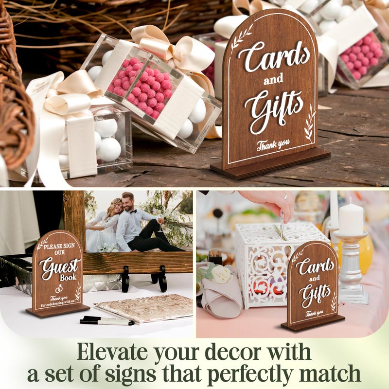 Stofinity Wooden Wedding Signs For Ceremony And Reception - Cards And Gifts Sign, Please Sign Our Guestbook Signs, Rustic Wedding Guest Book Signs Decorative Signage For Table Decor - Image 5