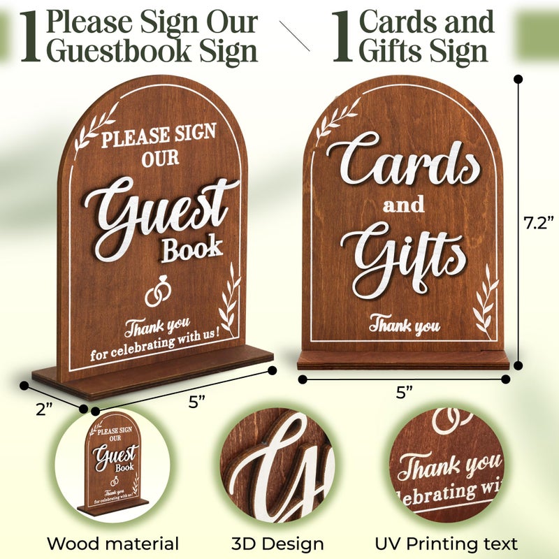 Stofinity Wooden Wedding Signs For Ceremony And Reception - Cards And Gifts Sign, Please Sign Our Guestbook Signs, Rustic Wedding Guest Book Signs Decorative Signage For Table Decor - Image 2