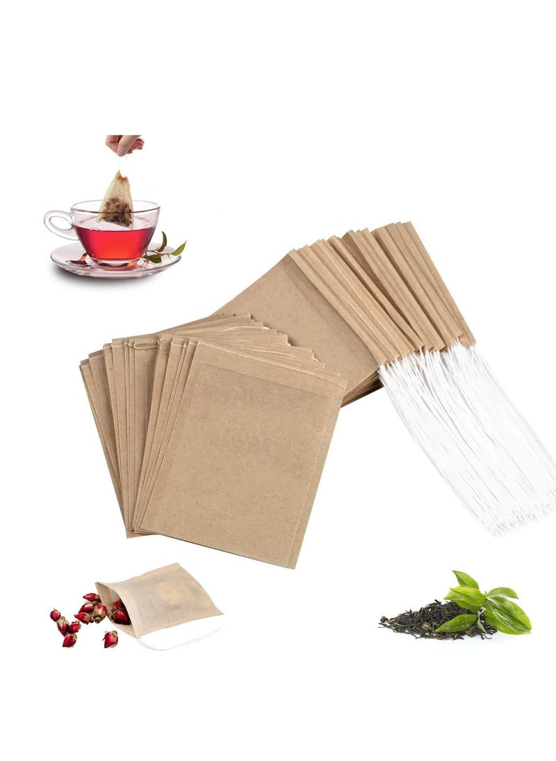 SYOSI 100Pcs Disposable Tea Bags for Loose Leaf Tea, Empty Tea Bags for Loose Tea, 100% Natural Wood Pulp Paper Material, Unbleached Tea Filter Bags with Drawstring (7*9cm)  - Image 1