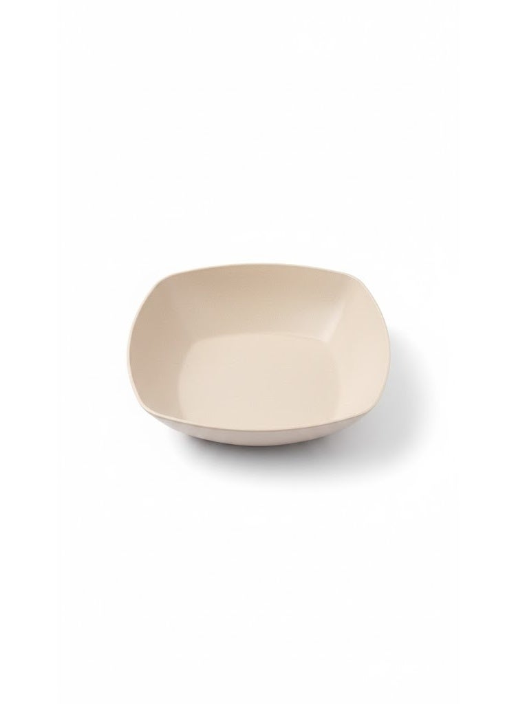 Square Plastic Deep Plate for Pasta & Breakfast - Unbreakable Serving Bowl with Speckled Design (Granite Look) - Beige Cream - Image 1