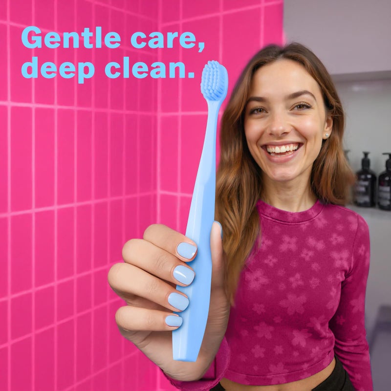 Tonochi Max Extra Soft Toothbrush for Adults with Sensitive Gums, Soft Bristle Toothbrushes, Wide Head for Back Teeth, Ergonomic Non-Slip Grip, BPA Free, Individually Wrapped, 4 Pack, Sky Blue - Image 2