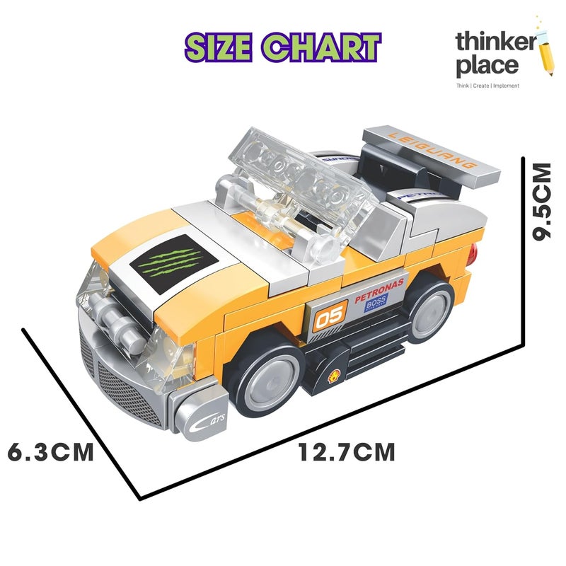 ThinkerPlace 8-in-1 Speed Racing Cars Lightning (96 Pieces) | Learn About Electric Vehicles | Building Block Set for Kids Age 6+ | STEM Educational Toy | Build, Collect & Create Big-Size Racing Car - Image 5