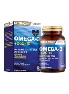 NUTRAXIN Vitals Omega-3 + Coq-10 60 Softgel Capsules 