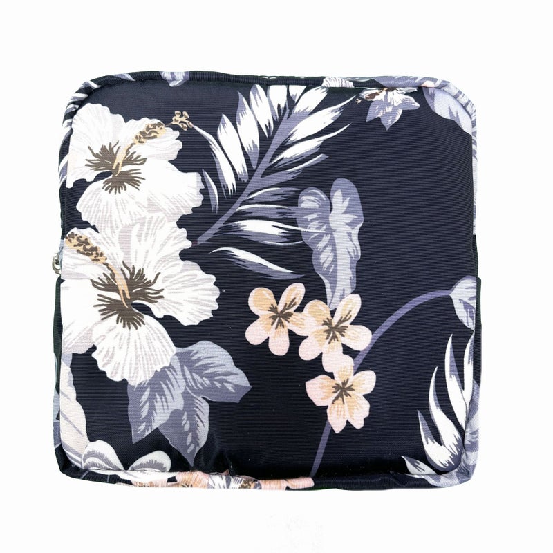 Mini Sanitary Pad Organizer Pouch for Girls Large black background flower 