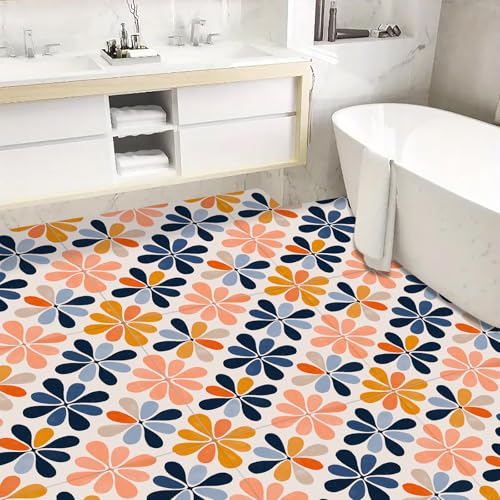 IOHEFY Peel and Stick Floor Tile 12x12 Retro Colorful Flower Pattern Self Adhesive Vinyl Flooring Stick On Tiles for Kitchen Bathroom Bedroom Living Room Home Decor - Image 5