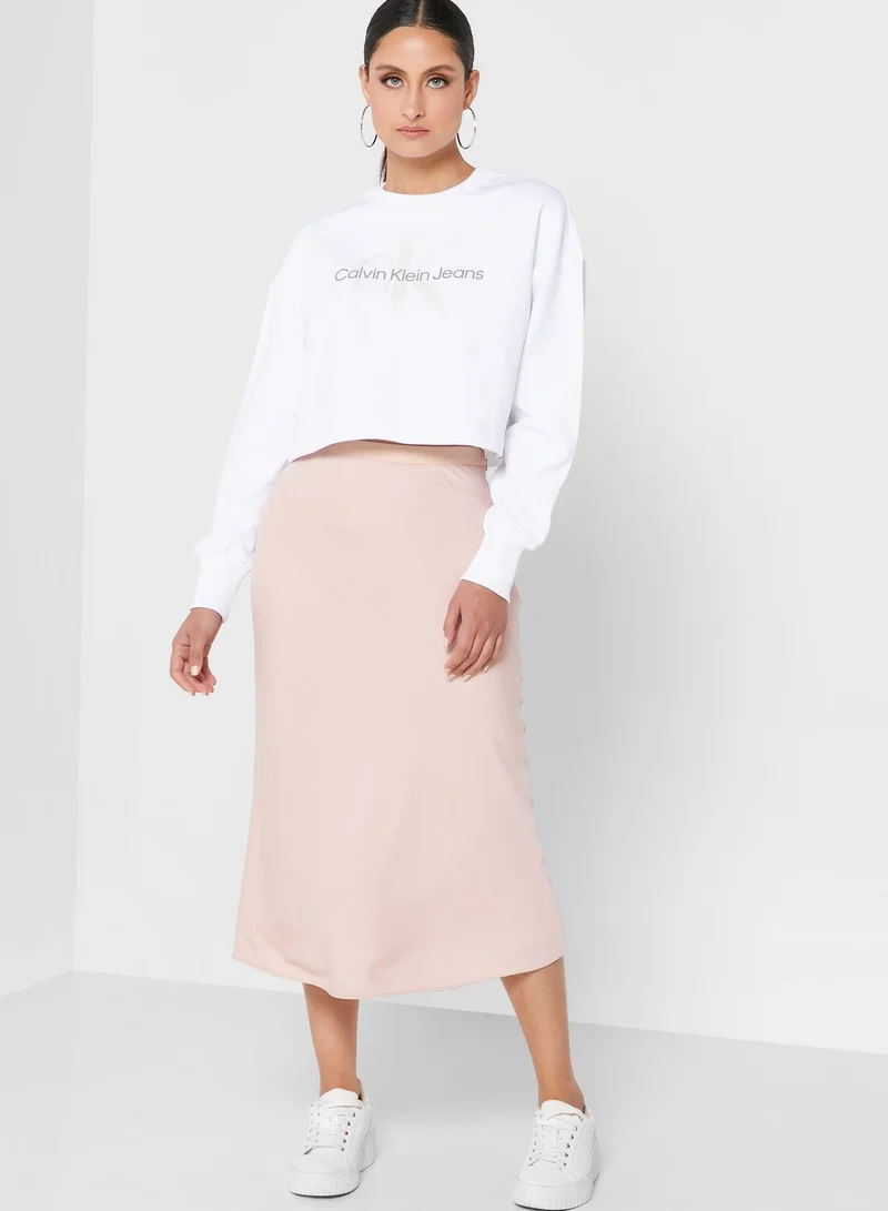CALVIN KLEIN High Waist Midi Skirt