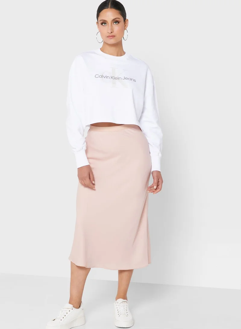CALVIN KLEIN High Waist Midi Skirt