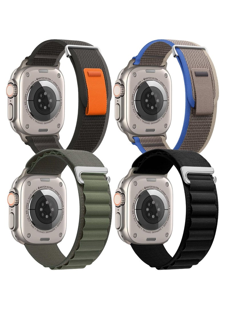 BORTONY 4 Pack Alpine Loop Compatible with Apple Watch Ultra Band 49mm Men Women Adjustable Sport Elastic Nylon Strap for iWatch Series Ultra/SE/8/7/6/5/4/3/2/1  - Image 1
