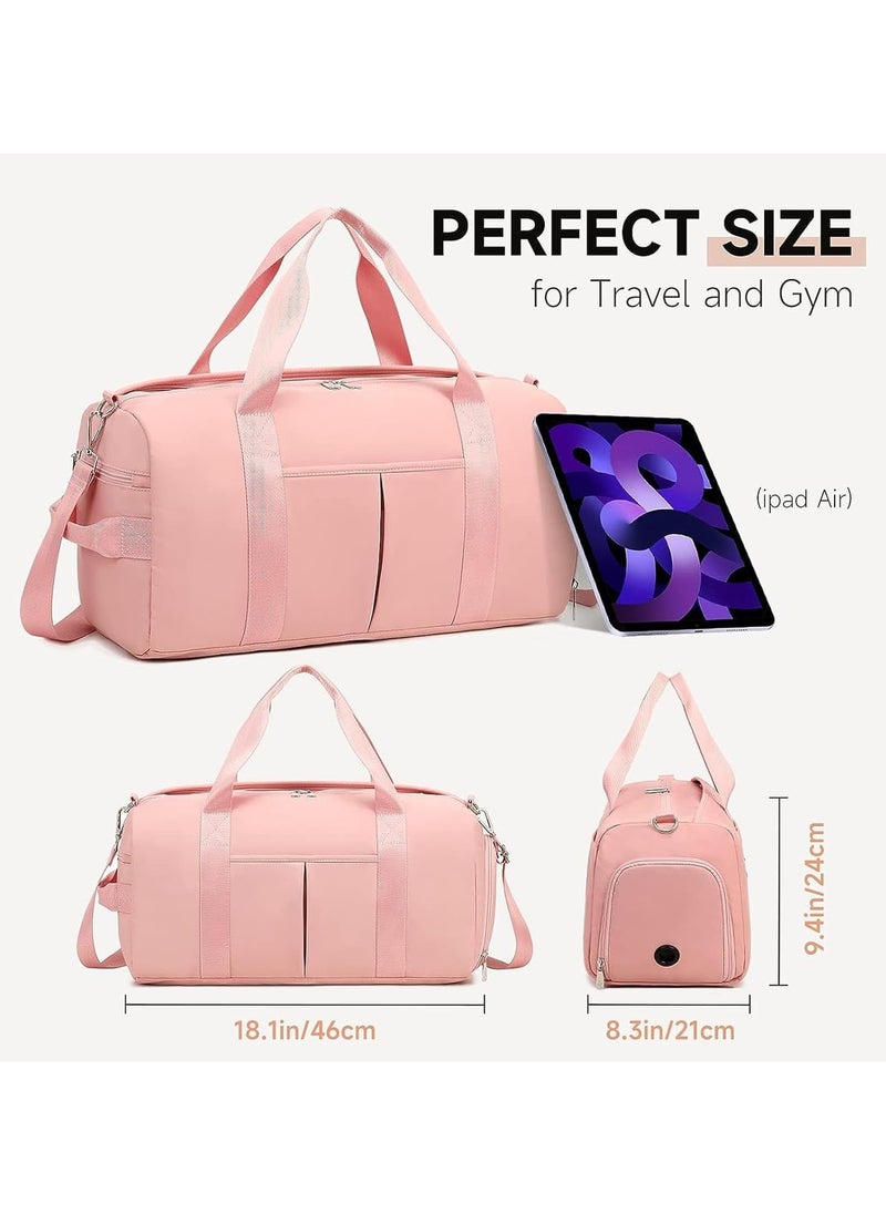 AUTOYSUR Gym Bag for Women and Men,Waterproof Small Sports Duffel Bag with Wet Bag and Shoe Compartment,Travel Duffel Bag,Weekender Overnight Bag,Hospital Bag,Carry on Bag,Swimming Bag,Beach Bag (pink)  - Image 4