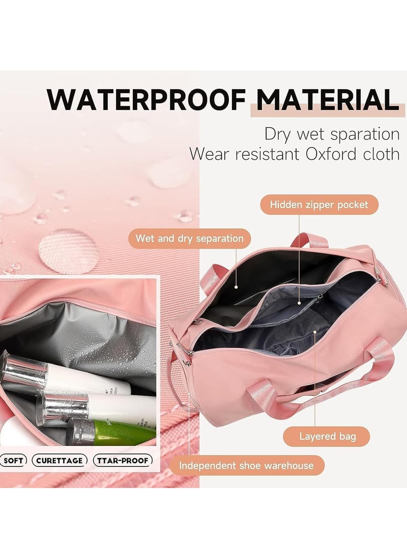 AUTOYSUR Gym Bag for Women and Men,Waterproof Small Sports Duffel Bag with Wet Bag and Shoe Compartment,Travel Duffel Bag,Weekender Overnight Bag,Hospital Bag,Carry on Bag,Swimming Bag,Beach Bag (pink)  - Image 3