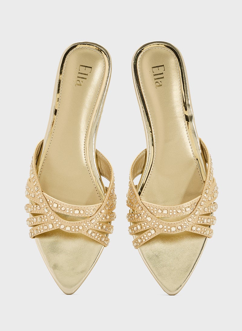 Ella Limited Edition Diamante Pointed Toe Flat Sandal  - Image 4