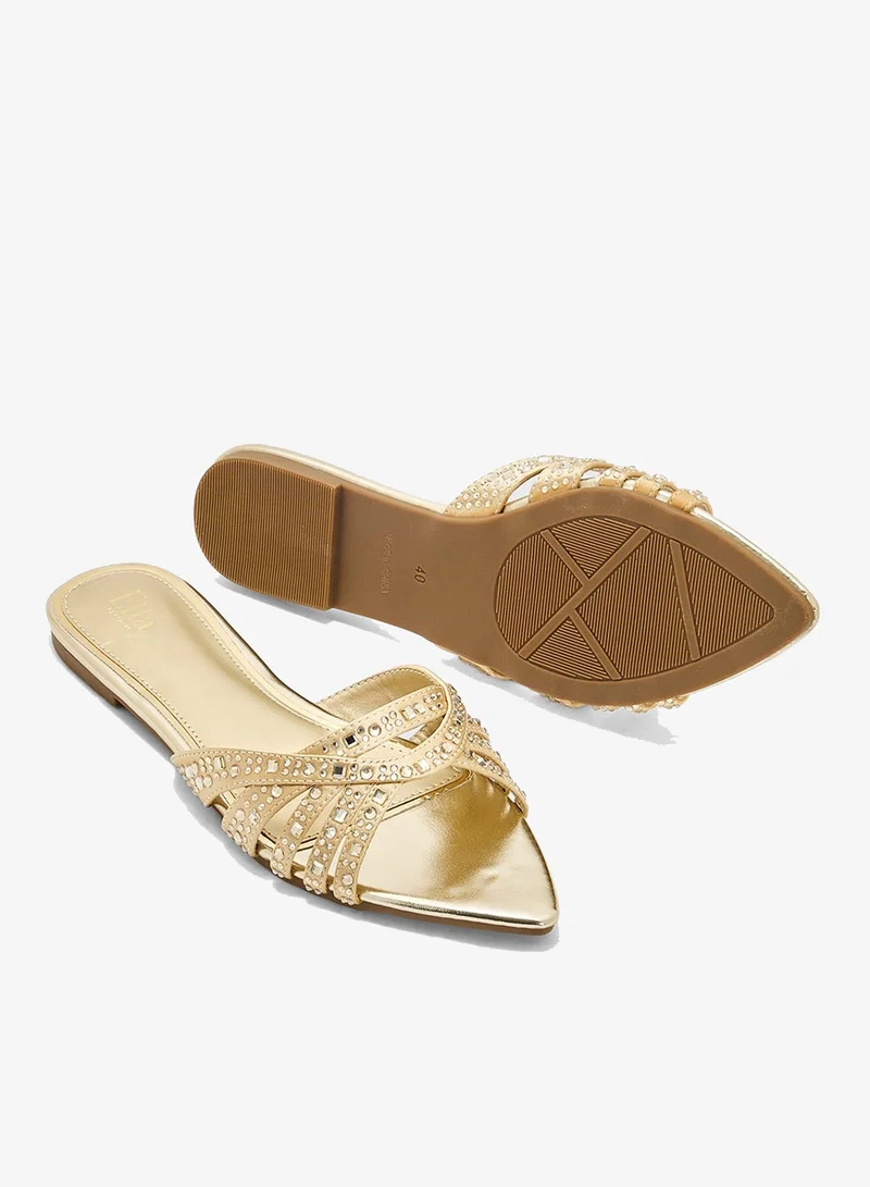 Ella Limited Edition Diamante Pointed Toe Flat Sandal