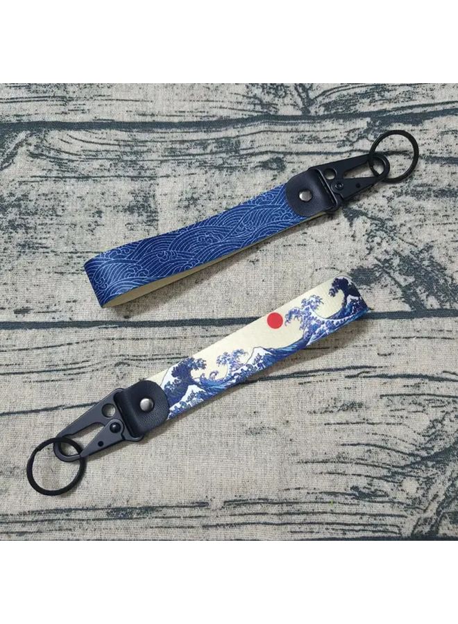 The Waves Ocean Wave Keychain Durable Polyester Anti Lost Wrist Strap For Cars Trucks Motorcycles - Image 1
