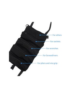 PROMASS promass Tool Roll Up Pouch, Tool Roll, 600D oxford fabric Multi-Purpose Wrench Roll Up Bag, Tool Roll Organizer, 5 Zipper Tool Pockets Electricians Tool Roll Pouch, Hanging Tool Zipper Carrier Tote  - Image 2