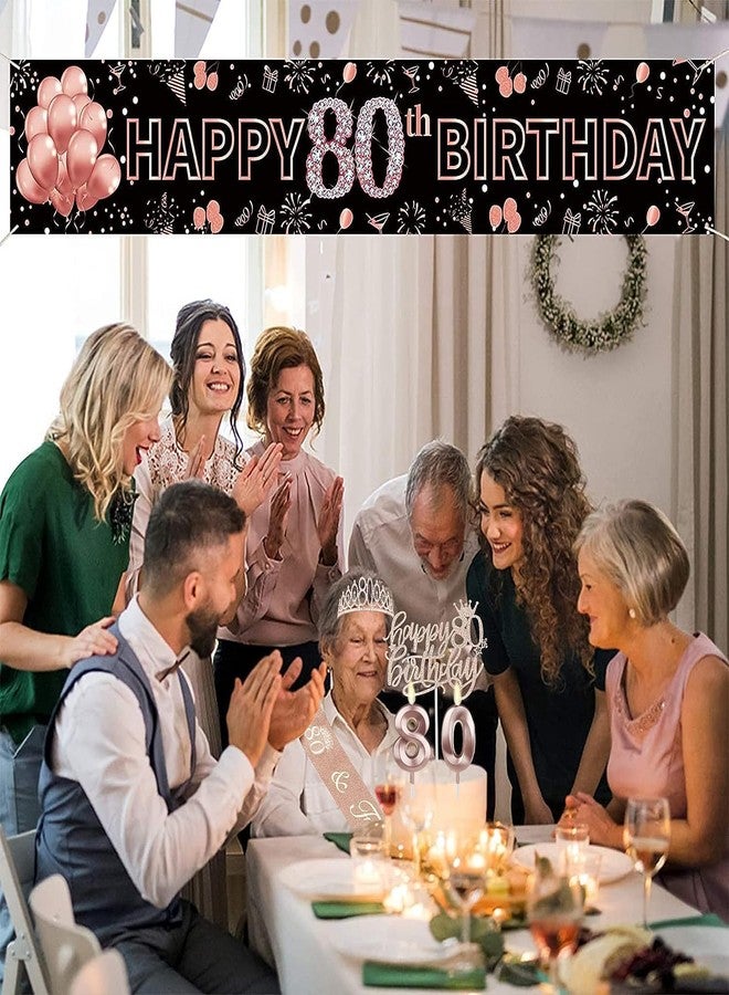 Juesly 80th Birthday Decorations for Women,80th Birthday Sash,Crown/Tiara,Candles,Cake Toppers,80th Birthday Gifts for Women,80 Birthday Decorations for Women,80 Birthday Party Decorations - Image 3