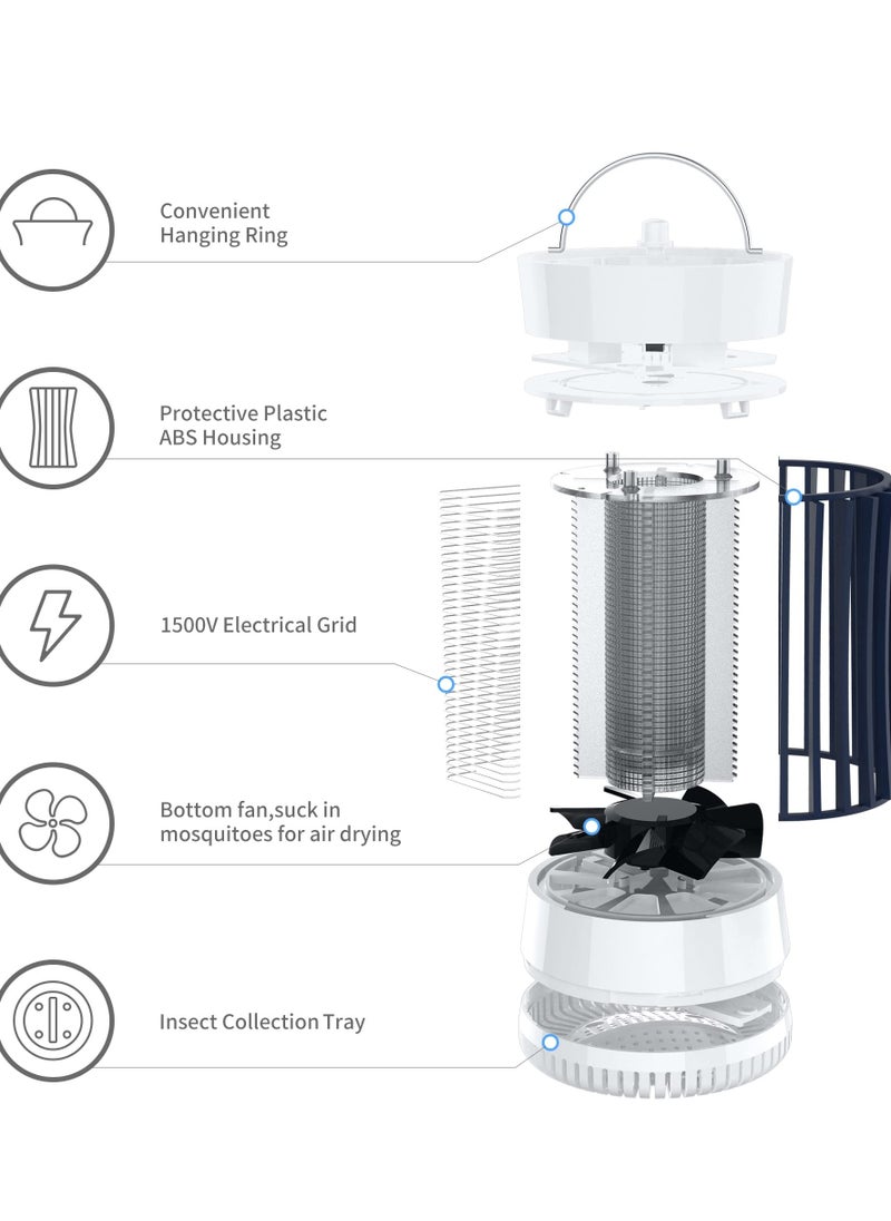 Indoor Mosquito Killer Lamp, Portable Bug Zapper with 1500V UV Light, USB Rechargeable Fly Trap for Home, Patio, Camping, and Outdoor Use. Effective Insect Control Solution.