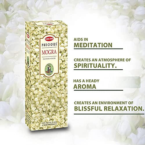 Hem Precious Mogra Incense Sticks | Agarbatti for Home Freshness, Prayer, Positive Energy & Yoga Meditation | Handcrafted & Low Smoke | Burning Time: 35-40 Minutes | Pooja Item | Approx. 120 Sticks - Image 3