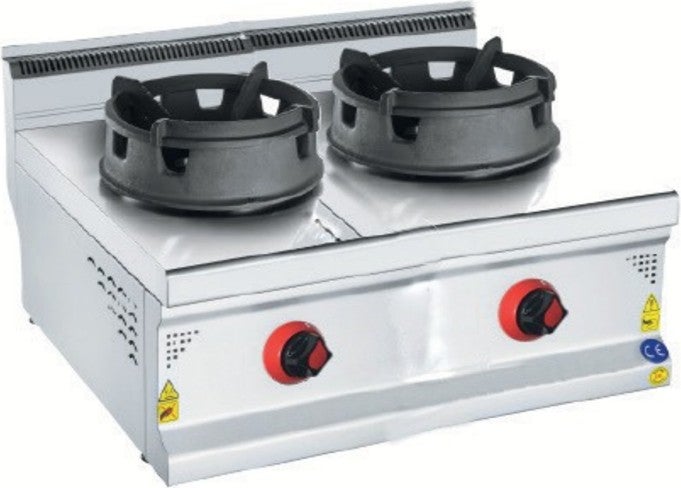 CSA Inox Karacasan Industrial 900 Series Counter Top 2-Burner LPG Cylinder Wok Cooker 