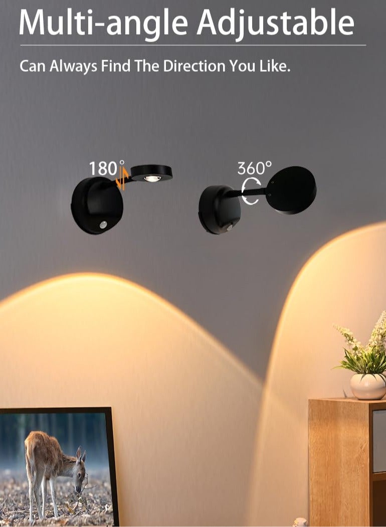 Arabest Smart Wall Light with Rechargeable Battery - LED Wall Light with Motion Sensor & 3 Color Temperatures (3000K/4000K/6000K) - 360° Rotating Wireless Wall Lamp for Art, Closet, Bedroom, Staircase and Hallway - Image 4