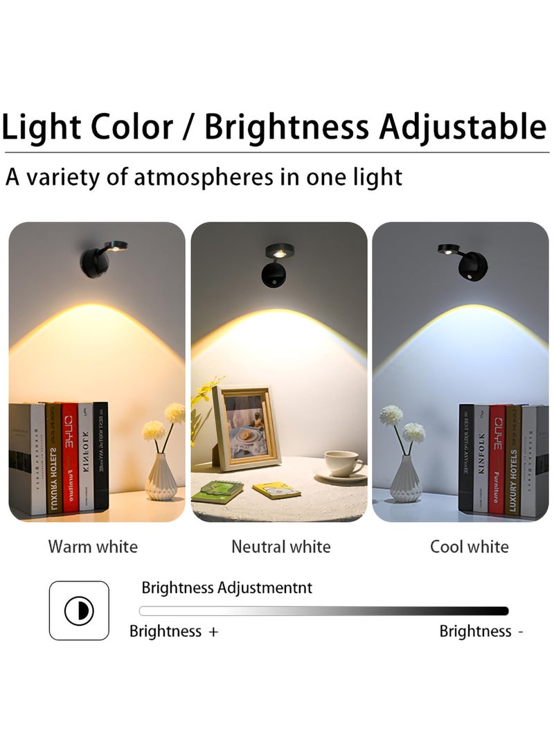 Arabest Smart Wall Light with Rechargeable Battery - LED Wall Light with Motion Sensor & 3 Color Temperatures (3000K/4000K/6000K) - 360° Rotating Wireless Wall Lamp for Art, Closet, Bedroom, Staircase and Hallway - Image 5