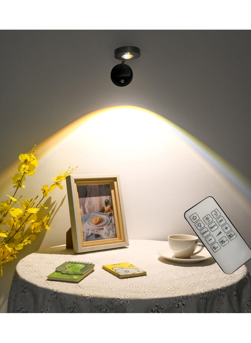 Arabest Smart Wall Light with Rechargeable Battery - LED Wall Light with Motion Sensor & 3 Color Temperatures (3000K/4000K/6000K) - 360° Rotating Wireless Wall Lamp for Art, Closet, Bedroom, Staircase and Hallway - Image 1