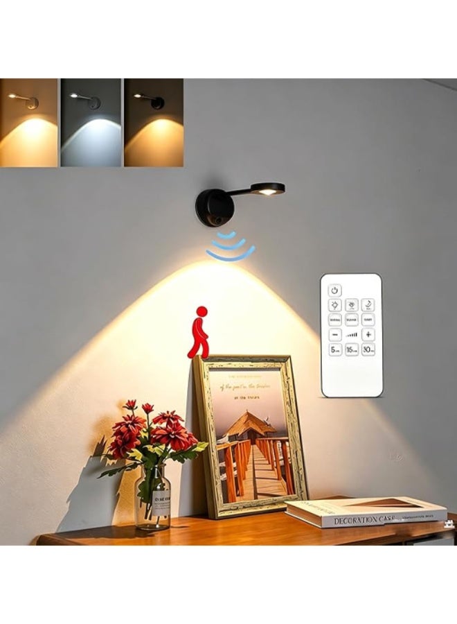 Arabest Smart Wall Light with Rechargeable Battery - LED Wall Light with Motion Sensor & 3 Color Temperatures (3000K/4000K/6000K) - 360° Rotating Wireless Wall Lamp for Art, Closet, Bedroom, Staircase and Hallway - Image 1