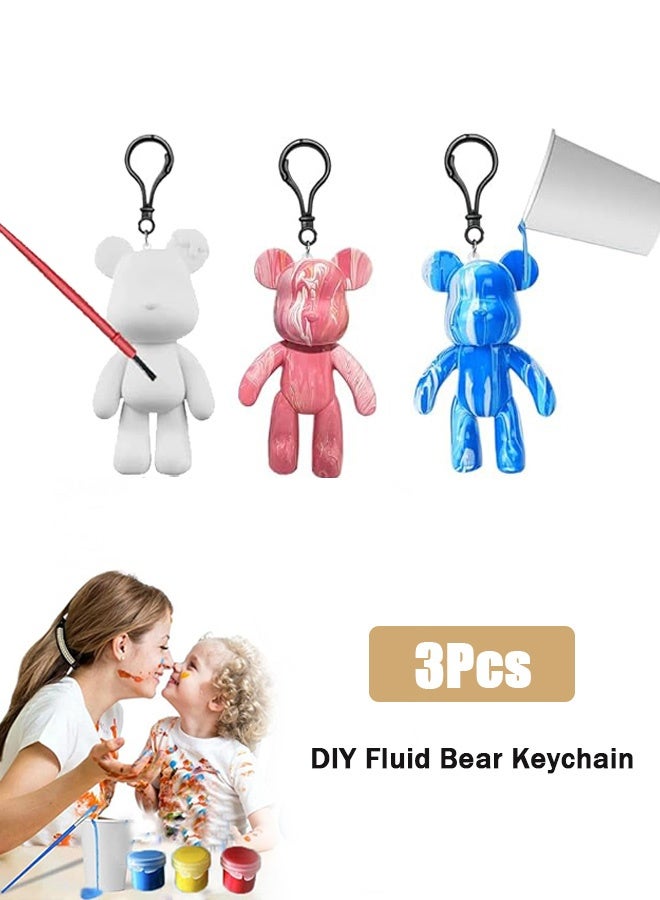 جمورو مجموعة من 3 سلاسل مفاتيح على شكل دب سائل، سلسلة مفاتيح فنية للرسم والرسم على الجدران، نموذج دب أبيض كهدية - Image 1