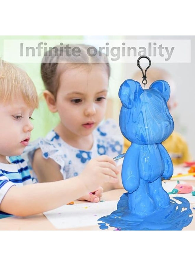 جمورو مجموعة من 3 سلاسل مفاتيح على شكل دب سائل، سلسلة مفاتيح فنية للرسم والرسم على الجدران، نموذج دب أبيض كهدية - Image 5