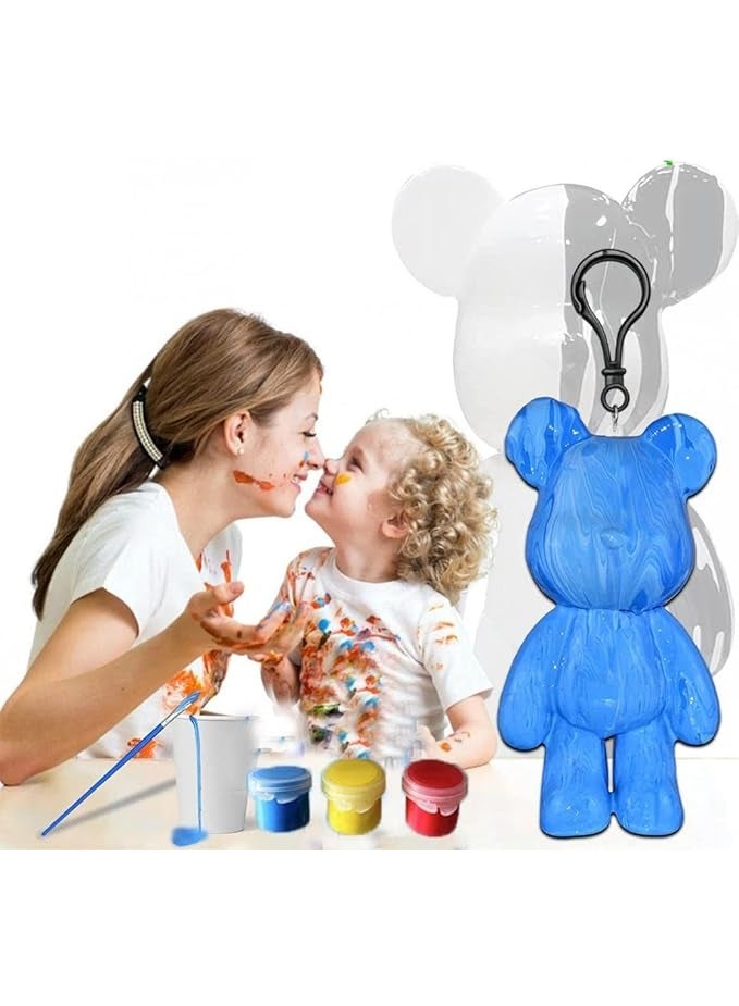 جمورو مجموعة من 3 سلاسل مفاتيح على شكل دب سائل، سلسلة مفاتيح فنية للرسم والرسم على الجدران، نموذج دب أبيض كهدية - Image 3